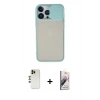 MARSİLYAN™- iPhone 13 Pro Max Kılıf Vadi Çizgi - Siyah Bilvis 3D Mat Cam Ekran Koruyucu + Shine Kamera Lens - GD