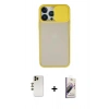 MARSİLYAN™- iPhone 13 Pro Max Kılıf Vadi Çizgi - Siyah Bilvis 3D Mat Cam Ekran Koruyucu + Shine Kamera Lens - GD