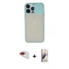 MARSİLYAN™- iPhone 13 Pro Max Kılıf Vadi Çizgi - Siyah Bilvis 3D Mat Cam Ekran Koruyucu + Pers Alüminyum Kamera Lens - KI