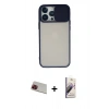 MARSİLYAN™- iPhone 13 Pro Max Kılıf Vadi Çizgi - Siyah Bilvis 3D Mat Cam Ekran Koruyucu + Rainbow Kamera Lens Koruma Cam - KI