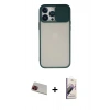 MARSİLYAN™- iPhone 13 Pro Max Kılıf Vadi Çizgi - Siyah Bilvis 3D Mat Cam Ekran Koruyucu + Rainbow Kamera Lens Koruma Cam - KI