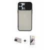 MARSİLYAN™- iPhone 13 Pro Max Kılıf Vadi Çizgi - Siyah Bilvis 3D Mat Cam Ekran Koruyucu + Rainbow Kamera Lens Koruma Cam - KI