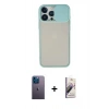 MARSİLYAN™- iPhone 13 Pro Max Kılıf Vadi Çizgi - Siyah Bilvis 3D Mat Cam Ekran Koruyucu + Neon Fosforlu Kamera Lens - MI