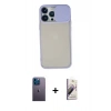 MARSİLYAN™- iPhone 13 Pro Max Kılıf Vadi Çizgi - Siyah Bilvis 3D Mat Cam Ekran Koruyucu + Neon Fosforlu Kamera Lens - MI