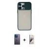 MARSİLYAN™- iPhone 13 Pro Max Kılıf Vadi Çizgi - Siyah Bilvis 3D Mat Cam Ekran Koruyucu + Neon Fosforlu Kamera Lens - MI