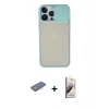 MARSİLYAN™- iPhone 13 Pro Max Kılıf Vadi Çizgi - Siyah Bilvis 3D Mat Cam Ekran Koruyucu + Renkli Kamera Lens Koruma Cam - PE