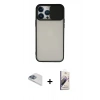MARSİLYAN™- iPhone 13 Pro Max Kılıf Vadi Çizgi - Siyah Bilvis 3D Mat Cam Ekran Koruyucu + Pers Alüminyum Kamera Lens - SABE