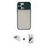 MARSİLYAN™- iPhone 13 Pro Max Kılıf Vadi Çizgi - Siyah Bilvis 3D Mat Cam Ekran Koruyucu + Pers Alüminyum Kamera Lens - SABE