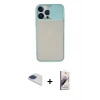 MARSİLYAN™- iPhone 13 Pro Max Kılıf Vadi Çizgi - Siyah Bilvis 3D Mat Cam Ekran Koruyucu + Pers Alüminyum Kamera Lens - LT