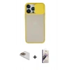 MARSİLYAN™- iPhone 13 Pro Max Kılıf Vadi Çizgi - Siyah Bilvis 3D Mat Cam Ekran Koruyucu + Pers Alüminyum Kamera Lens - GD
