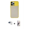 MARSİLYAN™- iPhone 13 Pro Max Kılıf Vadi Çizgi - Siyah Bilvis 3D Mat Cam Ekran Koruyucu + Pers Alüminyum Kamera Lens - LT