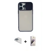 MARSİLYAN™- iPhone 13 Pro Max Kılıf Vadi Çizgi - Siyah Bilvis 3D Mat Cam Ekran Koruyucu + Pers Alüminyum Kamera Lens - SABE