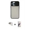 MARSİLYAN™- iPhone 13 Pro Max Kılıf Vadi Çizgi - Siyah Bilvis 3D Mat Cam Ekran Koruyucu + Pers Alüminyum Kamera Lens - GD