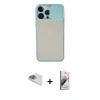 MARSİLYAN™- iPhone 13 Pro Max Kılıf Vadi Çizgi - Siyah Bilvis 3D Mat Cam Ekran Koruyucu + Pers Alüminyum Kamera Lens - SABE