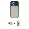 MARSİLYAN™- iPhone 13 Pro Max Kılıf Vadi Çizgi - Siyah Bilvis 3D Mat Cam Ekran Koruyucu + Rainbow Kamera Lens Koruma Cam - REGD