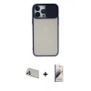 MARSİLYAN™- iPhone 13 Pro Max Kılıf Vadi Çizgi - Siyah Bilvis 3D Mat Cam Ekran Koruyucu + Rainbow Kamera Lens Koruma Cam - BZ
