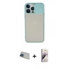 MARSİLYAN™- iPhone 13 Pro Max Kılıf Vadi Çizgi - Siyah Bilvis 3D Mat Cam Ekran Koruyucu + Rainbow Kamera Lens Koruma Cam - MI