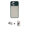 MARSİLYAN™- iPhone 13 Pro Max Kılıf Vadi Çizgi - Siyah Bilvis 3D Mat Cam Ekran Koruyucu + Rainbow Kamera Lens Koruma Cam - MR