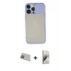 MARSİLYAN™- iPhone 13 Pro Max Kılıf Vadi Çizgi - Siyah Bilvis 3D Mat Cam Ekran Koruyucu + Rainbow Kamera Lens Koruma Cam - MR