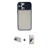 MARSİLYAN™- iPhone 13 Pro Max Kılıf Vadi Çizgi - Siyah Bilvis 3D Mat Cam Ekran Koruyucu + Rainbow Kamera Lens Koruma Cam - MI