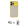 MARSİLYAN™- iPhone 13 Pro Max Kılıf Vadi Çizgi - Siyah Bilvis 3D Mat Cam Ekran Koruyucu + Rainbow Kamera Lens Koruma Cam - MR