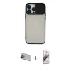 MARSİLYAN™- iPhone 13 Pro Max Kılıf Vadi Çizgi - Siyah Bilvis 3D Mat Cam Ekran Koruyucu + Rainbow Kamera Lens Koruma Cam - MI