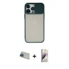 MARSİLYAN™- iPhone 13 Pro Max Kılıf Vadi Çizgi - Siyah Bilvis 3D Mat Cam Ekran Koruyucu + Rainbow Kamera Lens Koruma Cam - MI