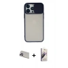 MARSİLYAN™- iPhone 13 Pro Max Kılıf Vadi Çizgi - Siyah Bilvis 3D Mat Cam Ekran Koruyucu + Rainbow Kamera Lens Koruma Cam - MR