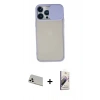 MARSİLYAN™- iPhone 13 Pro Max Kılıf Vadi Çizgi - Siyah Bilvis 3D Mat Cam Ekran Koruyucu + Rainbow Kamera Lens Koruma Cam - BZ