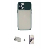 MARSİLYAN™- iPhone 13 Pro Max Kılıf Vadi Çizgi - Siyah Bilvis 3D Mat Cam Ekran Koruyucu + Rainbow Kamera Lens Koruma Cam - BZ