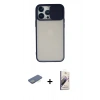 MARSİLYAN™- iPhone 13 Pro Max Kılıf Vadi Çizgi - Siyah Bilvis 3D Mat Cam Ekran Koruyucu + Renkli Kamera Lens Koruma Cam - YL