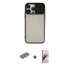 MARSİLYAN™- iPhone 13 Pro Max Kılıf Vadi Çizgi - Siyah Bilvis 3D Mat Cam Ekran Koruyucu + Renkli Kamera Lens Koruma Cam - MI