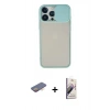 MARSİLYAN™- iPhone 13 Pro Max Kılıf Vadi Çizgi - Siyah Bilvis 3D Mat Cam Ekran Koruyucu + Renkli Kamera Lens Koruma Cam - TU