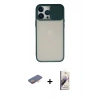 MARSİLYAN™- iPhone 13 Pro Max Kılıf Vadi Çizgi - Siyah Bilvis 3D Mat Cam Ekran Koruyucu + Renkli Kamera Lens Koruma Cam - TU