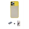 MARSİLYAN™- iPhone 13 Pro Max Kılıf Vadi Çizgi - Siyah Bilvis 3D Mat Cam Ekran Koruyucu + Renkli Kamera Lens Koruma Cam - SI