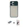 MARSİLYAN™- iPhone 13 Pro Max Kılıf Vadi Çizgi - Siyah Bilvis 3D Mat Cam Ekran Koruyucu + Renkli Kamera Lens Koruma Cam - SI