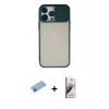 MARSİLYAN™- iPhone 13 Pro Max Kılıf Vadi Çizgi - Siyah Bilvis 3D Mat Cam Ekran Koruyucu + Shine Kamera Lens Koruma Cam - MI