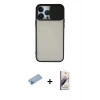 MARSİLYAN™- iPhone 13 Pro Max Kılıf Vadi Çizgi - Siyah Bilvis 3D Mat Cam Ekran Koruyucu + Shine Kamera Lens Koruma Cam - MI