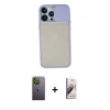 MARSİLYAN™- iPhone 13 Pro Max Kılıf Vadi Çizgi - Siyah Bilvis 3D Mat Cam Ekran Koruyucu + Neon Fosforlu Kamera Lens - YL