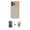 MARSİLYAN™- iPhone 13 Pro Max Kılıf Vadi Çizgi - Siyah Bilvis 3D Mat Cam Ekran Koruyucu + Neon Fosforlu Kamera Lens - YL