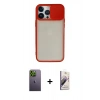 MARSİLYAN™- iPhone 13 Pro Max Kılıf Vadi Çizgi - Siyah Bilvis 3D Mat Cam Ekran Koruyucu + Neon Fosforlu Kamera Lens - YL