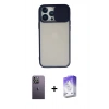 MARSİLYAN™- iPhone 13 Pro Max Kılıf Vadi Çizgi - Siyah Bilvis 5in1 3D Magic Cam Ekran Koruyucu + Neon Fosforlu Kamera Lens - BZ