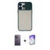 MARSİLYAN™- iPhone 13 Pro Max Kılıf Vadi Çizgi - Siyah Bilvis 5in1 3D Magic Cam Ekran Koruyucu + Neon Fosforlu Kamera Lens - BZ