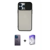 MARSİLYAN™- iPhone 13 Pro Max Kılıf Vadi Çizgi - Siyah Bilvis 5in1 3D Magic Cam Ekran Koruyucu + Neon Fosforlu Kamera Lens - MI