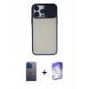 MARSİLYAN™- iPhone 13 Pro Max Kılıf Vadi Çizgi - Siyah Bilvis 5in1 3D Magic Cam Ekran Koruyucu + Neon Fosforlu Kamera Lens - MI