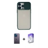 MARSİLYAN™- iPhone 13 Pro Max Kılıf Vadi Çizgi - Siyah Bilvis 5in1 3D Magic Cam Ekran Koruyucu + Neon Fosforlu Kamera Lens - MI
