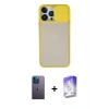 MARSİLYAN™- iPhone 13 Pro Max Kılıf Vadi Çizgi - Siyah Bilvis 5in1 3D Magic Cam Ekran Koruyucu + Neon Fosforlu Kamera Lens - MI