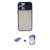 MARSİLYAN™- iPhone 13 Pro Max Kılıf Vadi Çizgi - Siyah Bilvis 5in1 3D Magic Cam Ekran Koruyucu + Renkli Kamera Lens Koruma Cam - PE