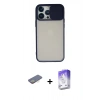 MARSİLYAN™- iPhone 13 Pro Max Kılıf Vadi Çizgi - Siyah Bilvis 5in1 3D Magic Cam Ekran Koruyucu + Renkli Kamera Lens Koruma Cam - SI