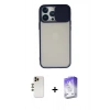 MARSİLYAN™- iPhone 13 Pro Max Kılıf Vadi Çizgi - Siyah Bilvis 5in1 3D Magic Cam Ekran Koruyucu + Shine Kamera Lens - GD